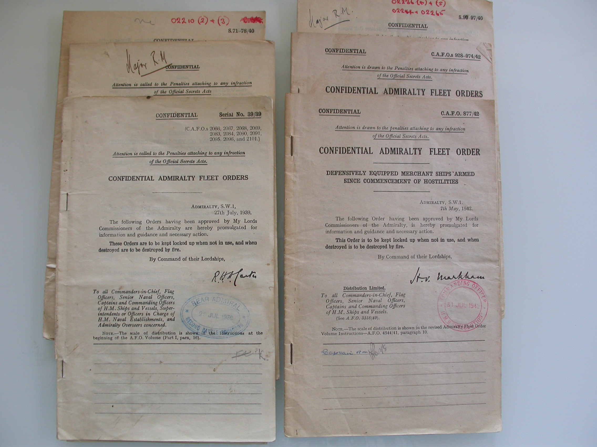 Confidential Admiralty Fleet Orders (1939-1942) Confidential Admiralty Fleet Orders (1939-1942)