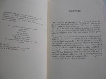 Watson Records of the historian (Shih Chi of Ssu-ma Ch'ien